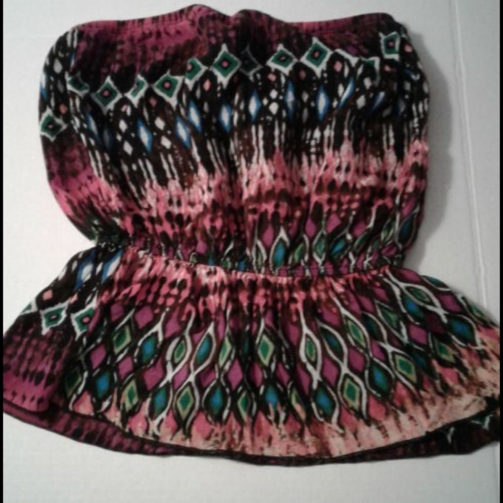 Rue21 Multicolor Boho Gypsy Trendy Y2K Summer Rayon Tube Top M